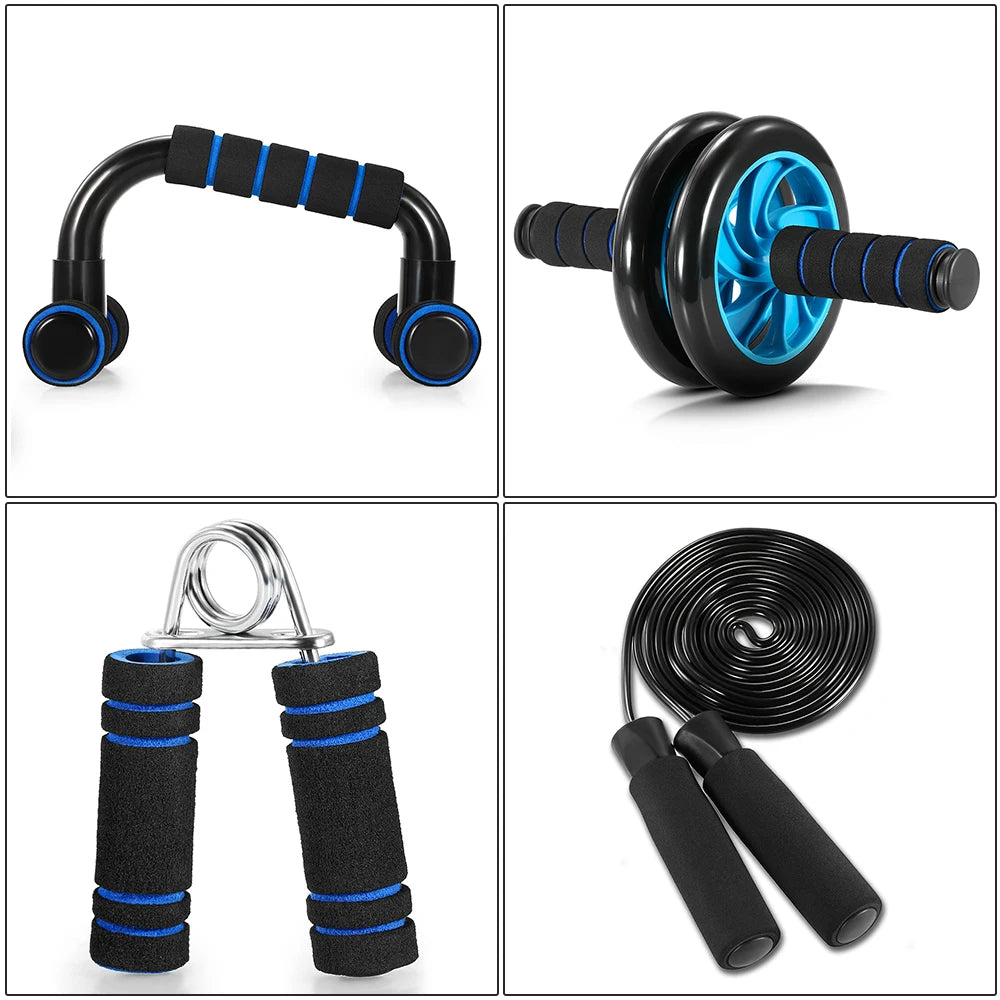 Multiple Exercise Abdominal Wheel Roller Stretch Trainer Set