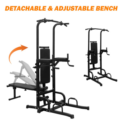 Adjustable Height Power Tower Bench Pull Up Bar Dip Station