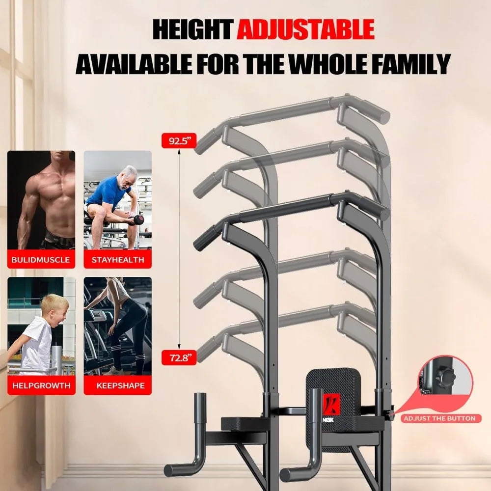 Multi- Function Adjustable Height  Power Tower  Fitness Workout Station
