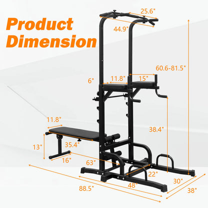 Adjustable Height Power Tower Bench Pull Up Bar Dip Station