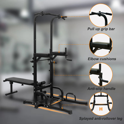 Adjustable Height Power Tower Bench Pull Up Bar Dip Station